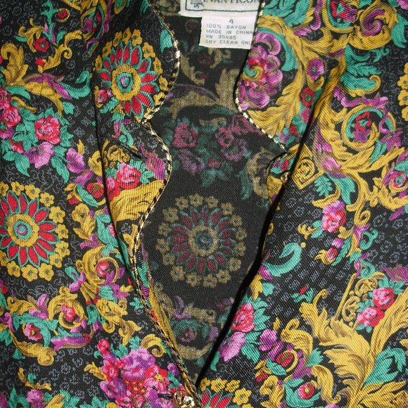 Evan Picone,challis rayon,gold buttons,padded shoulders,long sleeves,,sz4,UNIQUE - Picture 2 of 6